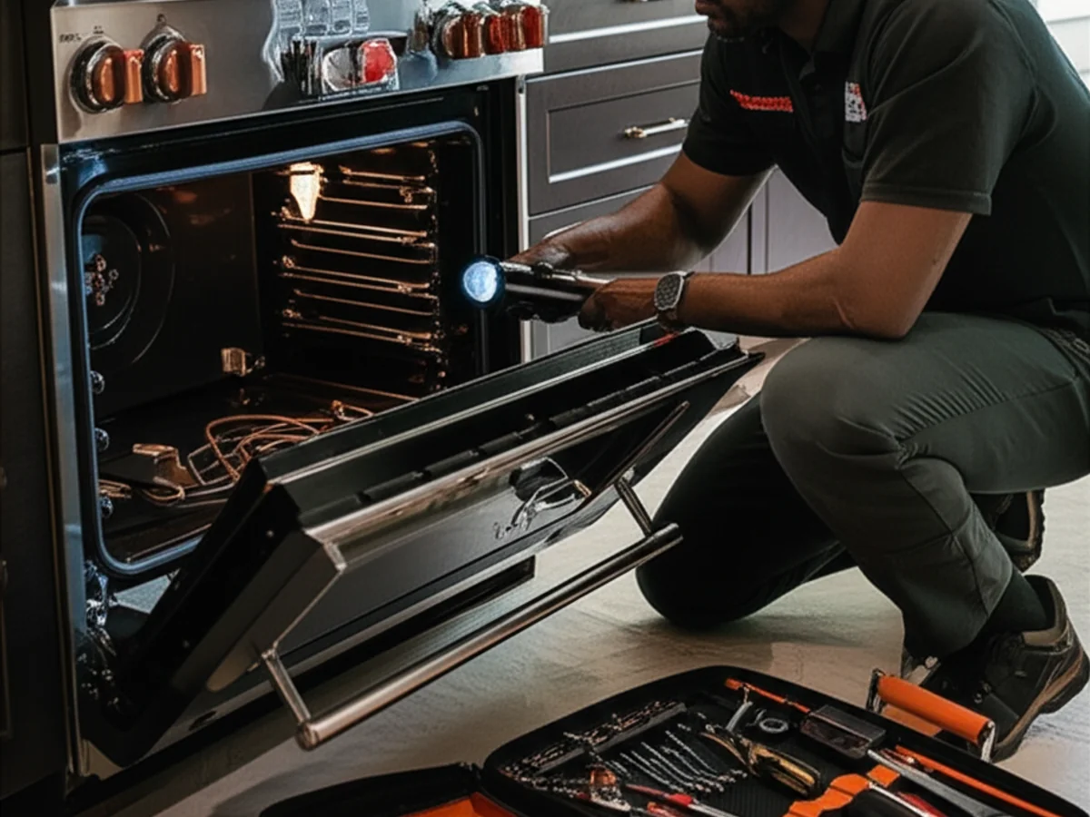 Technician servicing Wolf range